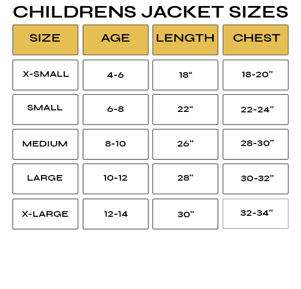 Children's Jacket Size Chart Quality Custom Boxing Jackets, Shorts